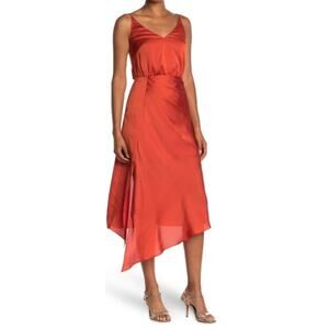 Ted Baker Rust orange satin chain strap midi dress